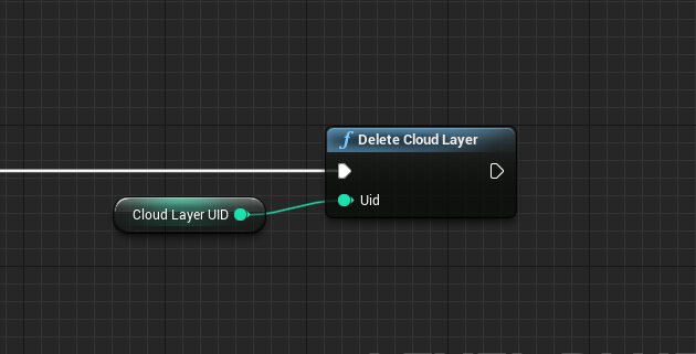 "Delete Cloud Layer" node being given a cloud layer UID as an input.