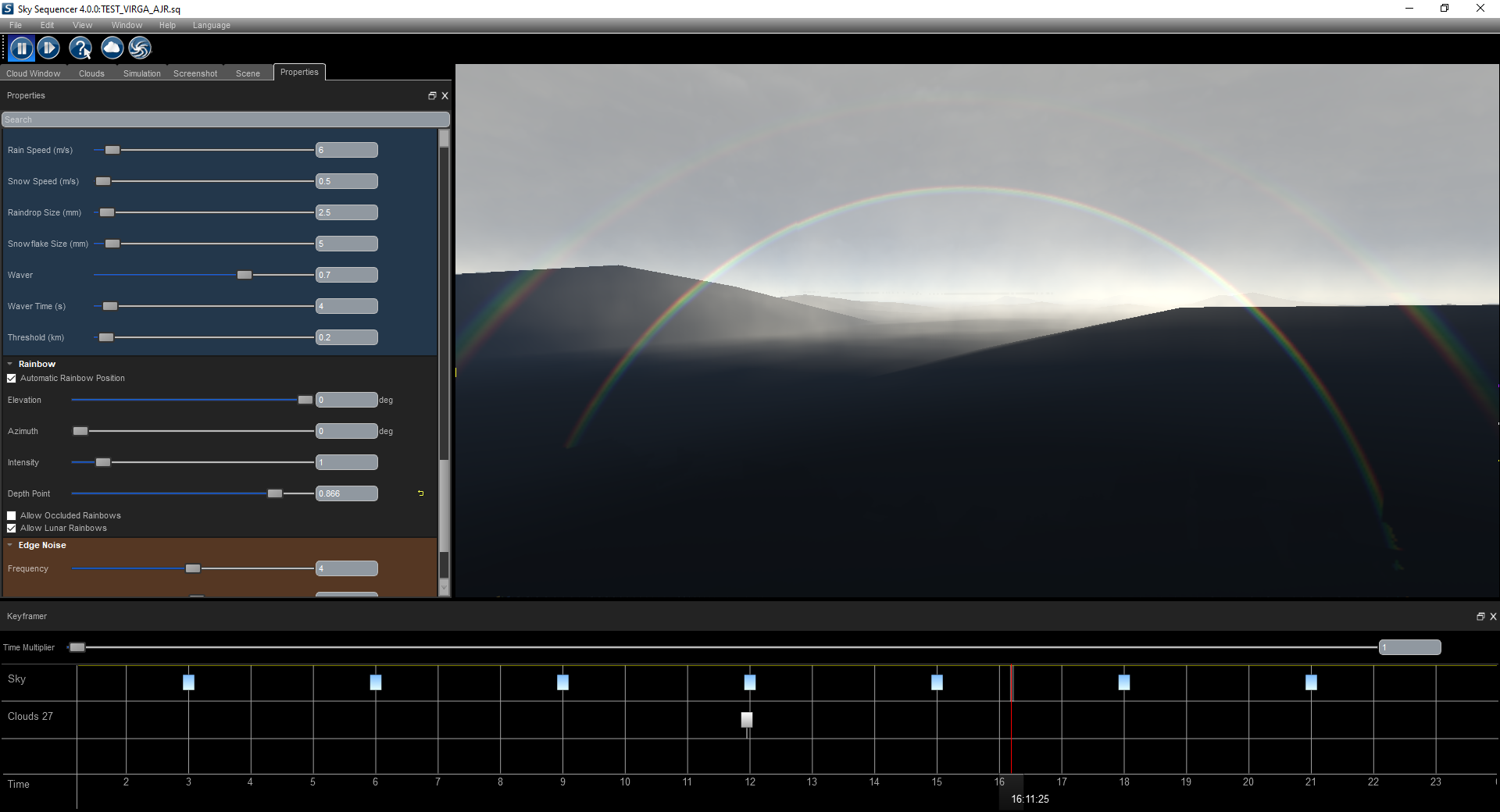 A rainbow overlapping the terrain