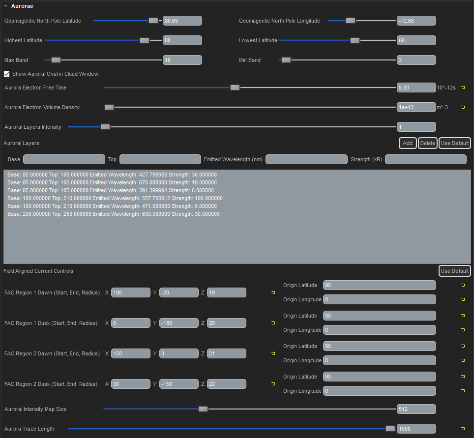 aurora settings on the standalone Sky Sequencer.